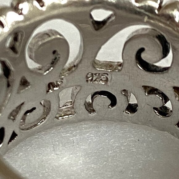 Sterling Silver 925 Curved Pierced Scrollwork 0.5" Wide Band Ring Size 6.5 - Picture 8 of 16
